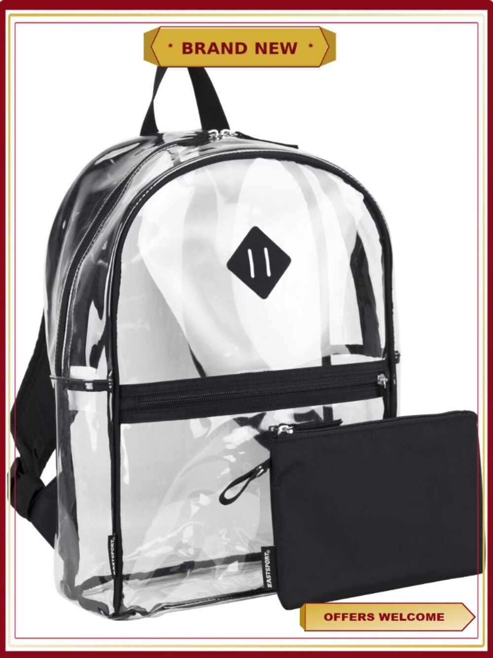 Clear Backpack with Pencil Case 2-Piece Set School Day